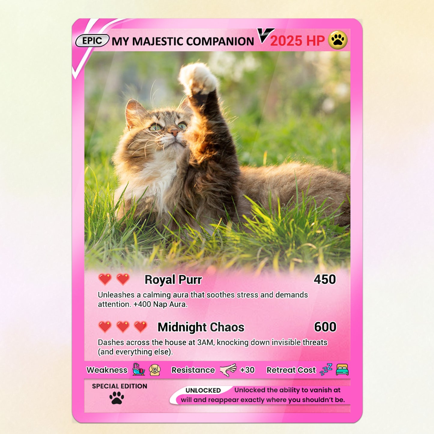 Custom Pokémon Card for Pet Lovers, Personalized Pokémon Card with Pet Photo for Cat Dad Cat Mom - CPC-35