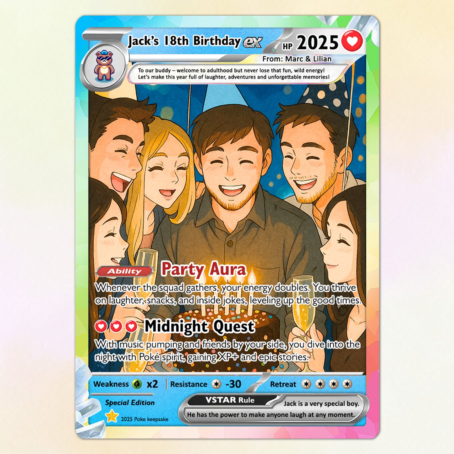 Custom Pokemon Card Birthday, Personalized Pocket Monster Style Gifts for Date of Birth, Best Anime-Inspired Cards for Friends, Son, Daughter, Partner - CPC-56