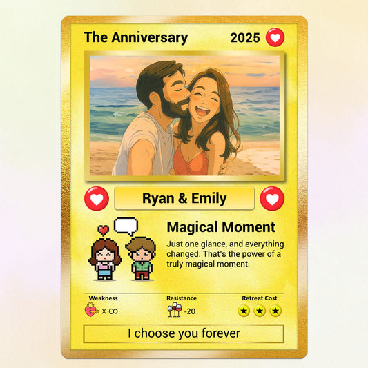 Custom Poke Card for Couple - Anime-Inspired Ghibli Aesthetic Pocket Monster Gift - Customizable Trading Cards - CPC-19