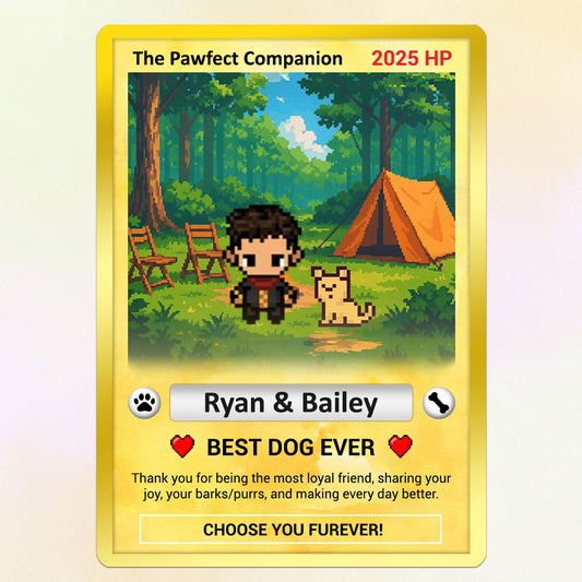 Pixel Characters Custom Pokémon Card for Pet Lovers, Anime-style Inspired Personalized Pokémon Card for Dog Dad Dog Mom - CPC-18