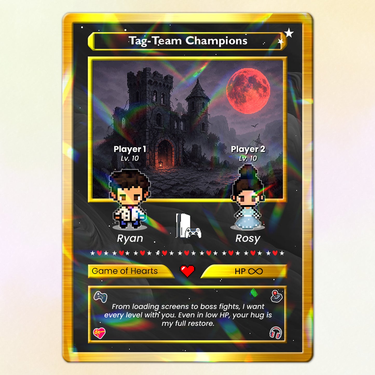 Anime Transformation Custom Pokemon Card - Personalized Poke Card for Couples - Custom by Pixel Characters - CPC-42