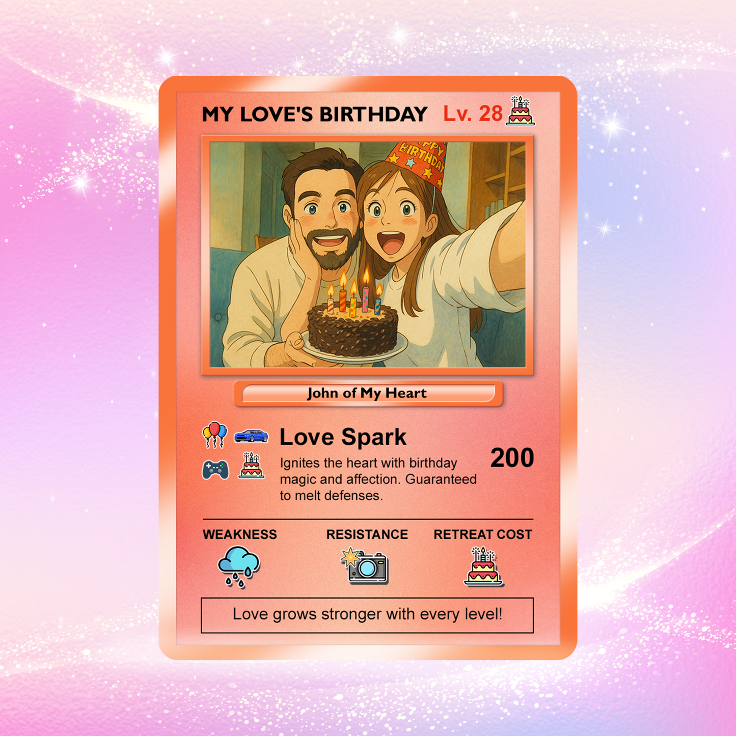 Customizable Pokemon Cards for Birthday, Anime Transformation Personalized Pokemon Card, Birthday Custom Pokemon Card for Couples - CPC-45