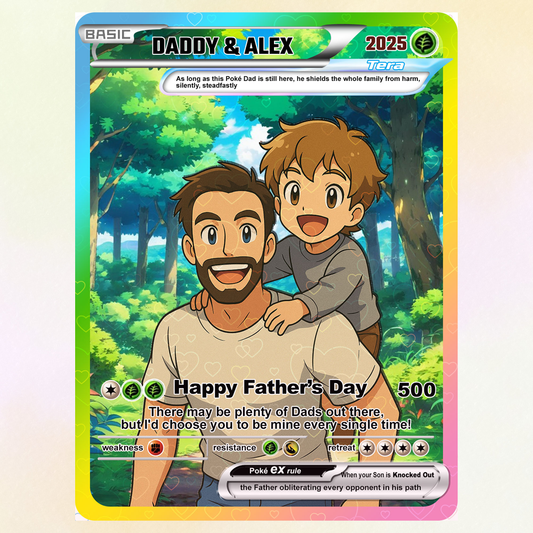 Custom Pokemon Card  - Anime-Inspired Personalized Pokemon Card for Dad - Personalized Poke Card Custom Gift for Dad - CPC-17