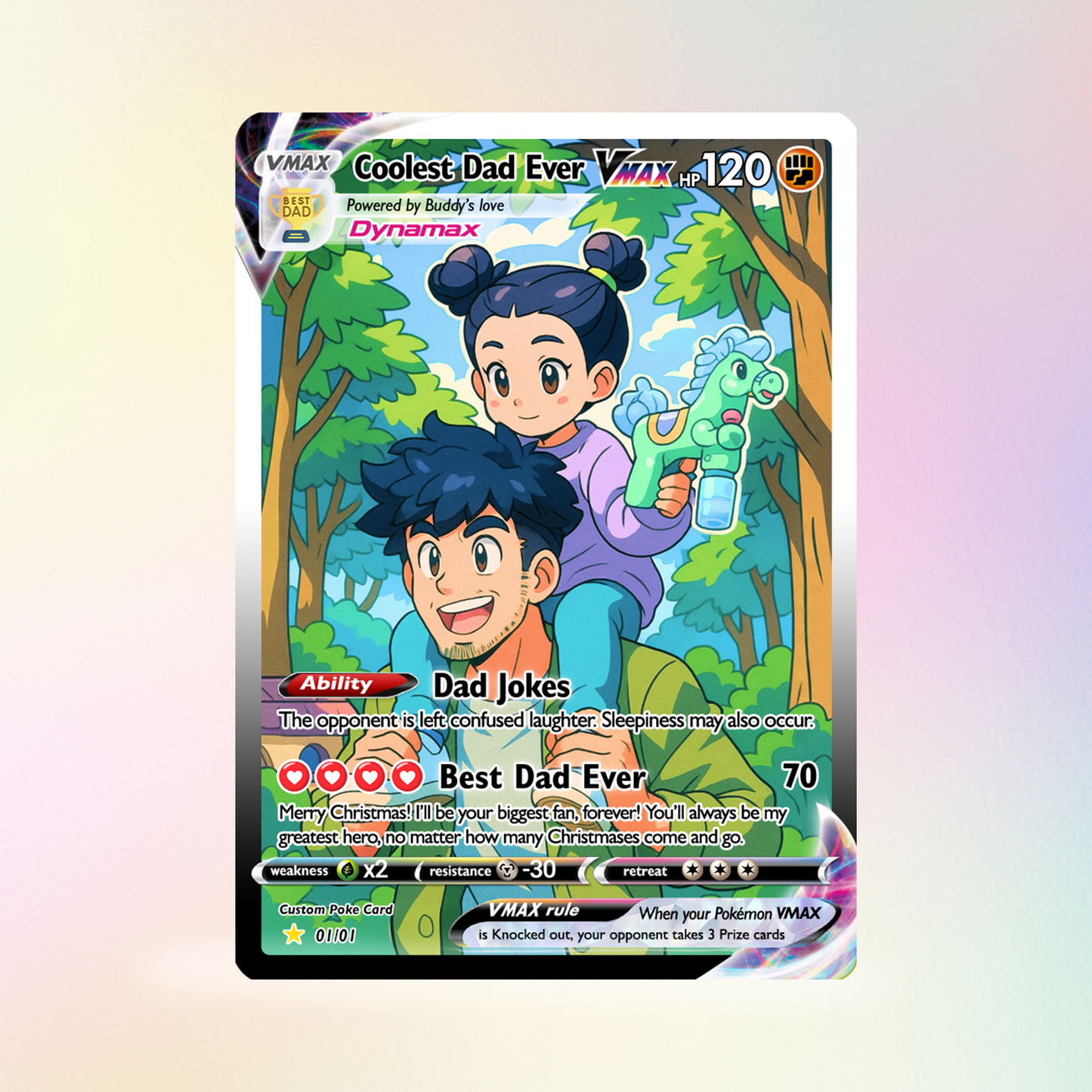 Coolest Dad Ever Pokemon Card, Custom Pokemon Card - Anime-Inspired Personalized Pokemon Card for Dad - Perfect Gift for Dad - CPC-55