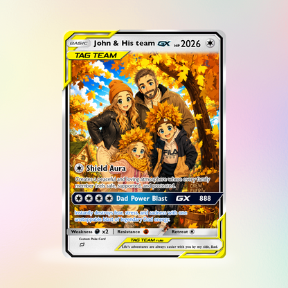 2026 Happy Father's Day Custom Pokémon Card - Comic Anime Style Personalized Pokémon Card for Dad - Perfect Gift for Dad - CPC-115