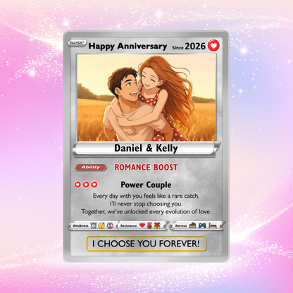 Custom Couple Pokemon Cards for Anniversary Day, Transform to Anime Styles - CPC-01