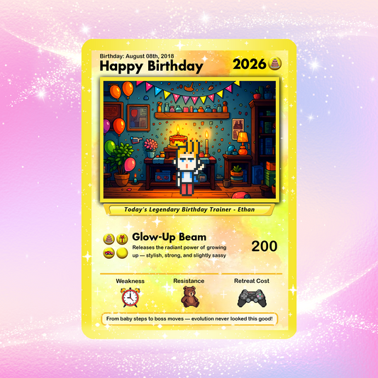 Happy Birthday Custom Pokémon Card with Art Characters, Personalized Pokémon Card for Date of Birth - CPC-11.B