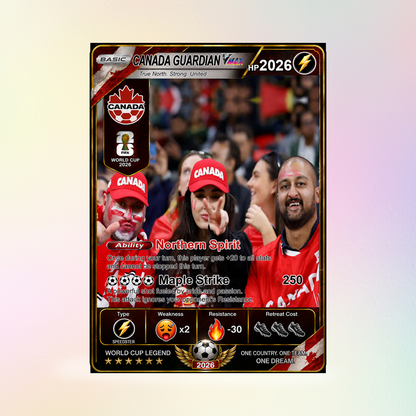 Personalized Football Trading Card, World Cup 2026 Custom Soccer Card, Pokémon-Style Fan Card with Photo, Unique Gift for Soccer Fans - CPC-WC-CAN