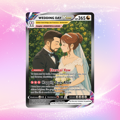 Personalized Pokemon Card with for Couples with Ghibli Style - Custom Couple Pokemon Card for Him Her - Deep Custom Names, Date, Location, Sprites & Custom Card Stats - CPC-34