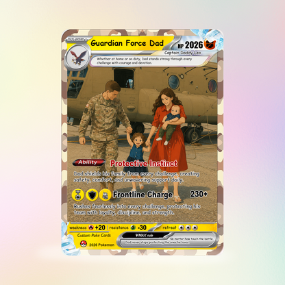 Military Dad Custom Pokémon Card for Father's Day - Father’s Day Personalized Pokémon Card for The Army Dad - Comic Anime Customizable Gift from Wife, Son & Daughter - CPC-141
