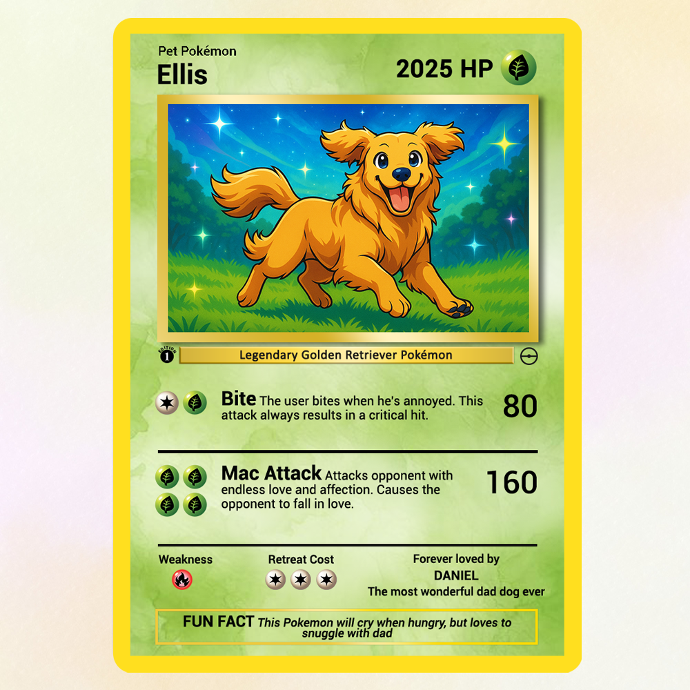 Custom Pokémon Card for Pet Lovers, Personalized Trading Card with Dog Cat Photo for Best Dad Dog Mom Cat - CPC-07