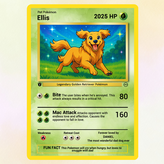 Custom Pokémon Card for Pet Lovers, Personalized Trading Card with Dog Cat Photo for Best Dad Dog Mom Cat - CPC-07