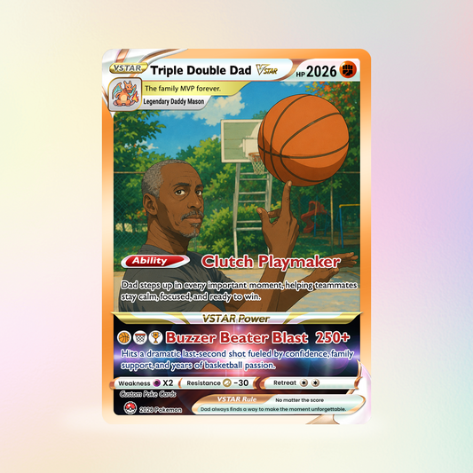 Basketball Dad Custom Pokémon Card for Father's Day - Father’s Day Personalized Pokémon Card for Sport Dad - Comic Anime Customizable Gift from Supporter, Wife, Son & Daughter - CPC-137