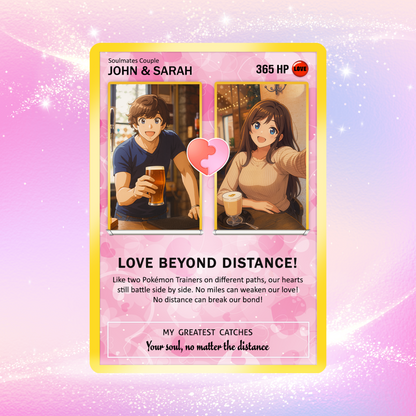 Custom Pokemon Card Keepsake for Love Beyond Distance - Best Anime-Inspired Couple Anime Style Gifts for Long-Distance Lovers - CPC-33