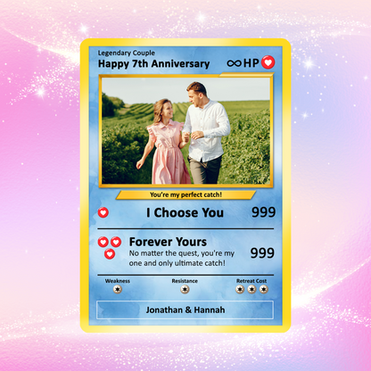 Personalized Pokemon Card for Couples with Anime Style - Custom Couple Pokemon Card for Him Her - Custom Names Anniversary - CPC-36