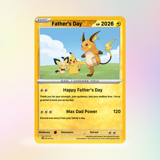 Funny Father’s Day Personalized Pokémon Card - Special Edition Custom Pokémon Card for Trainer Dad - Customizable Character Gift from Supporter, Wife, Son & Daughter - CPC-111.A