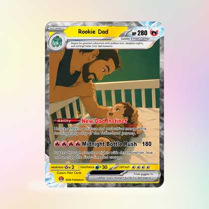 First-Time Dads Custom Pokémon Card - Comic Anime Style Personalized Pokémon Card for First Father’s Day - Perfect Gift for New Dads - CPC-126