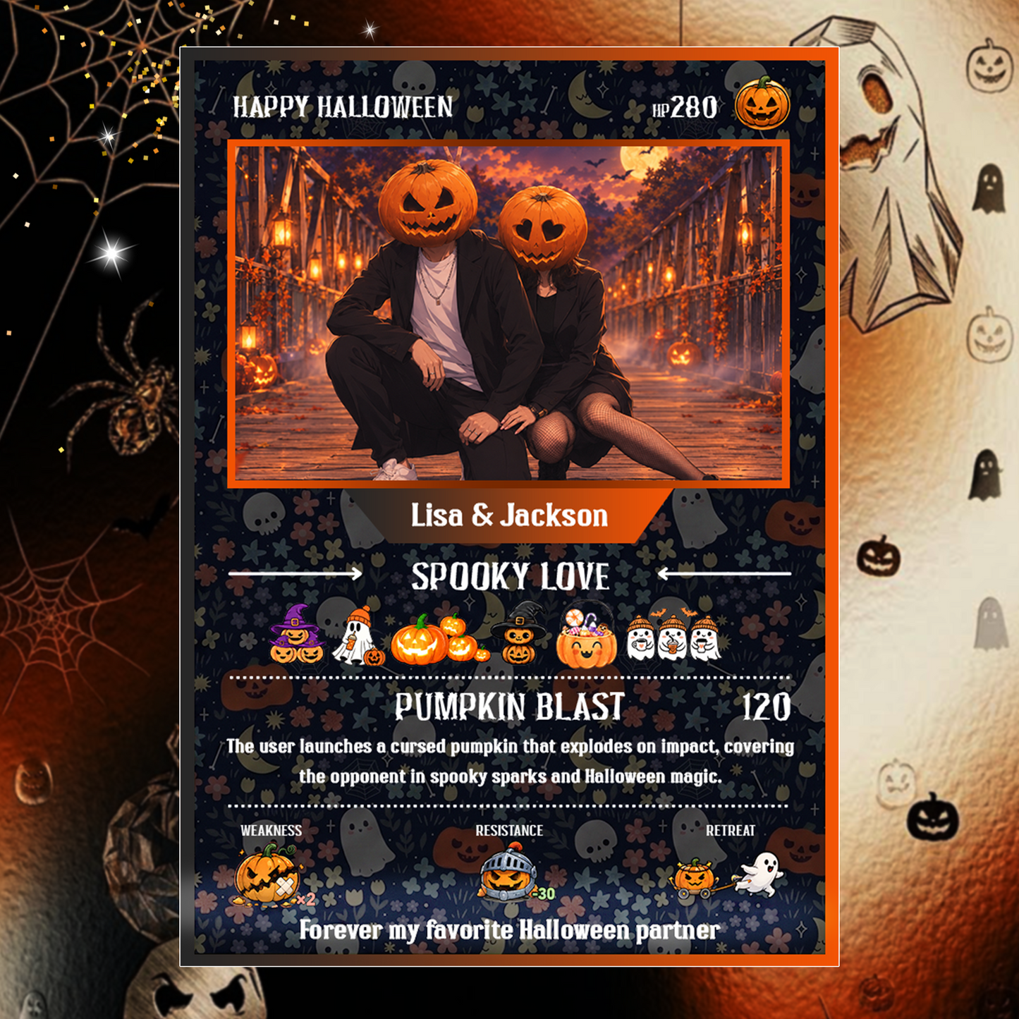 Halloween Custom Pokémon Cards with Anime Picture, Personalized Pokemon Cards, Gifts for Him and Her - CPC-hlw-01