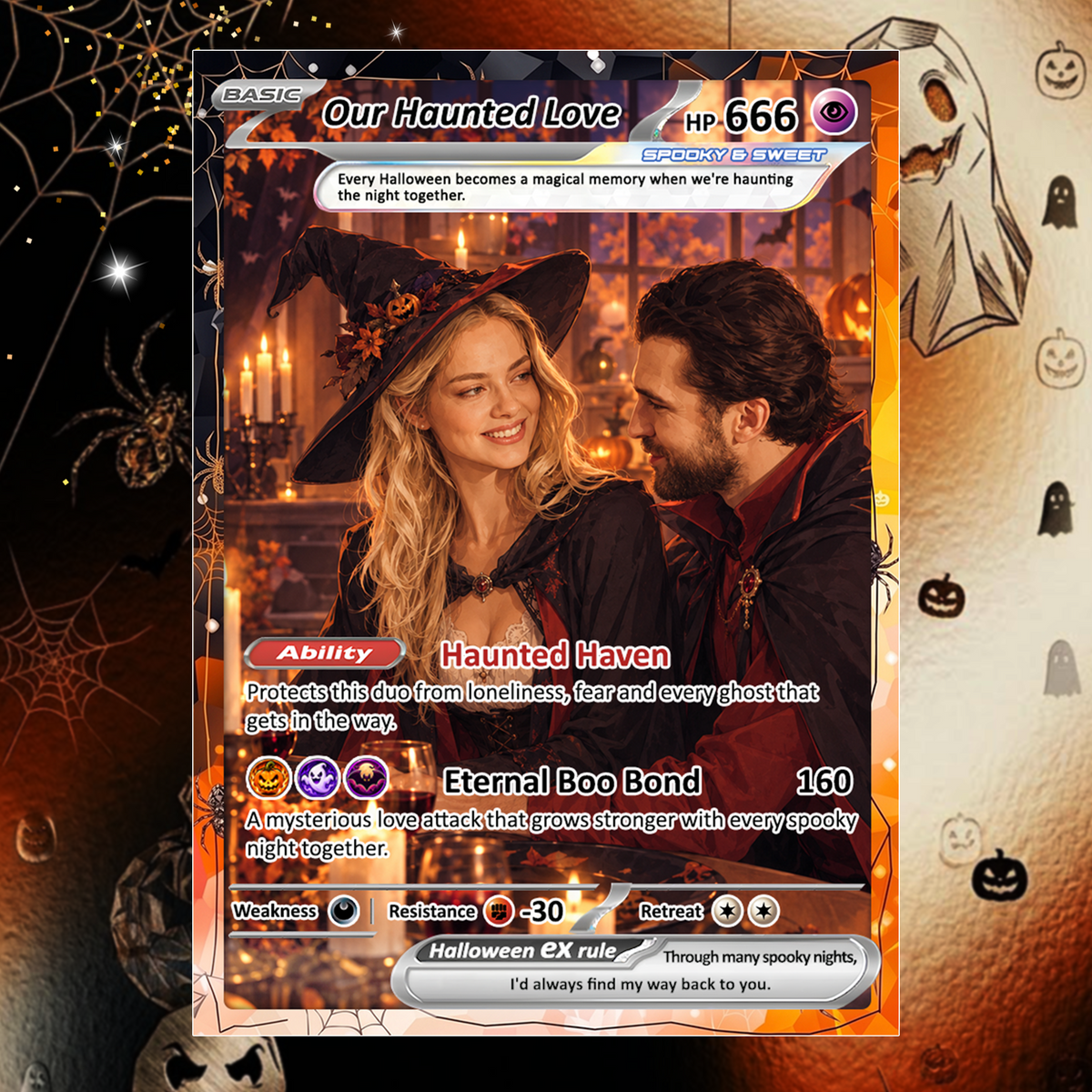 Halloween Personalized Pokemon Cards, Custom Pokémon Cards with Animated Photo, Gifts for Lovers, Husband and Wife - CPC-hlw-04