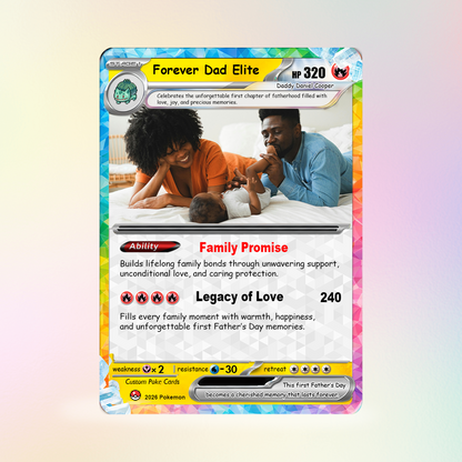 Custom Pokémon Card for First Father’s Day - Comic Anime Style Personalized Pokémon Card for New Dads - Perfect Gift for First-Time Dads- CPC-128