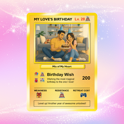 Birthday Custom Pokémon Card for Couples, Pixel Characters Personalized Pokémon Card, Customizable Pokémon Cards for Birthday - CPC-14.A