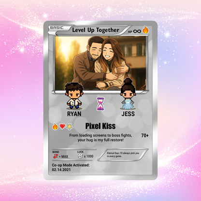 Pixel Characters & Anime Transformation Custom Pokemon Card - Personalized Poke Card for Couples - CPC-51