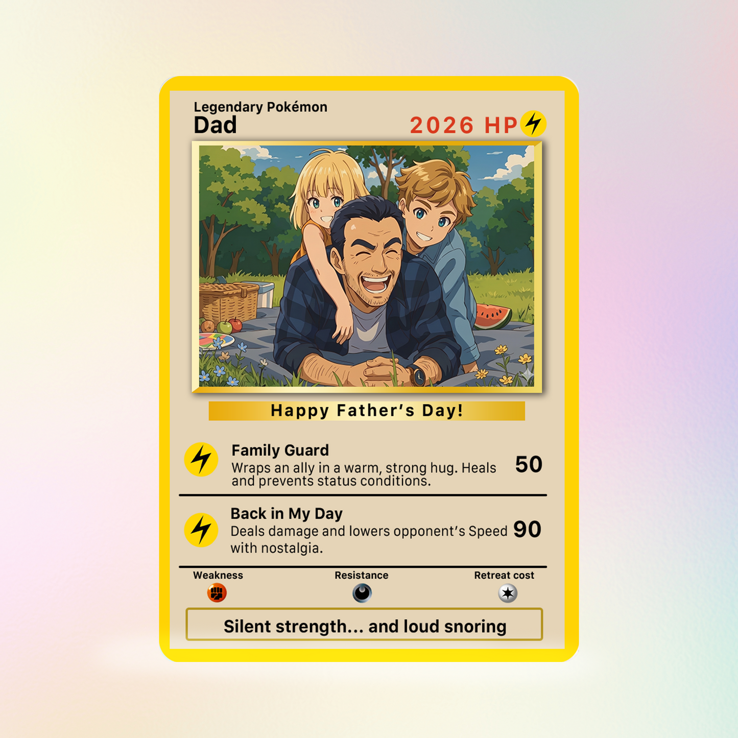 Classic Vibe Custom Pokémon Card for 2026 Father's Day - Anime Styles Personalized Pokémon Card for Dad - Perfect  Pokémon Card from Wife & Kids - CPC-109