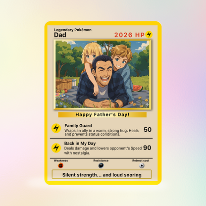 Classic Vibe Custom Pokémon Card for 2026 Father's Day - Anime Styles Personalized Pokémon Card for Dad - Perfect  Pokémon Card from Wife & Kids - CPC-109