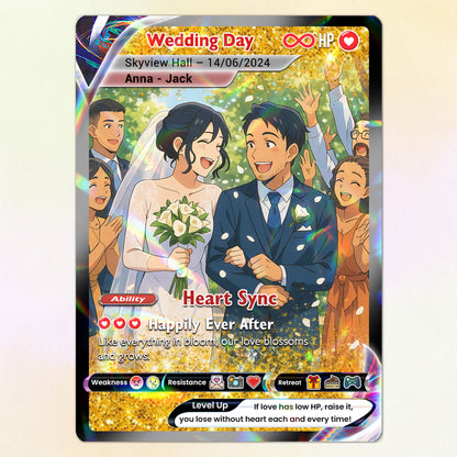 Personalized Pokémon Card with Wedding Day & Location, Anime Style Custom Pokémon Cards - CPC-05