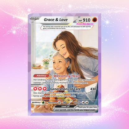 For Mother-in-Law Happy Mother's Day Custom Pokémon Card - Anime-Inspired Personalized Pokemon Card for Mom | Gift from Daughter-in-Law or Son-in-Law - Customizable Trading Cards - CPC-102