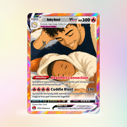 First Father’s Day Custom Pokémon Card - Comic Anime Style Personalized Pokémon Card for New Dads - Perfect Gift for First-Time Dads- CPC-127