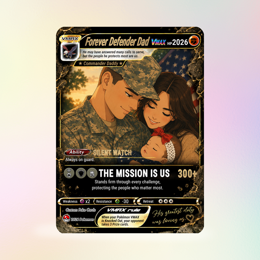 Special Edition Custom Pokémon Card for Military Dad - Father’s Day Personalized Pokémon Card for The Army Dad - Comic Anime Customizable Gift from Wife, Son & Daughter - CPC-142