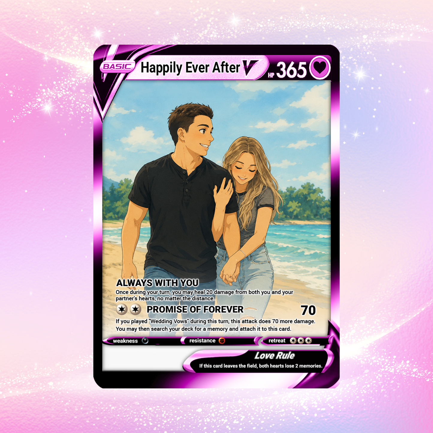 Custom Pokemon Card for Couple - Personalized Anime-Inspired Pokemon Card - Holographic Effect Available - CPC-46