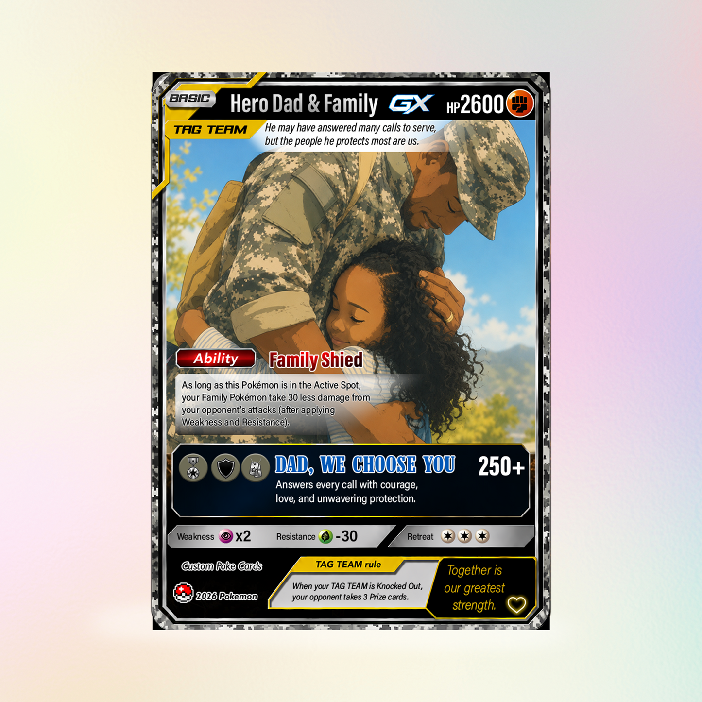 Happy Father's Day Custom Pokémon Card for Military Dad - Father’s Day Personalized Pokémon Card for The Army Dad - Trending Anime Customizable Gift from Wife, Son & Daughter - CPC-144