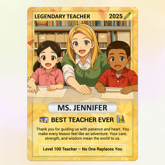Legendary Teacher Gift Card, Custom Pokemon Cards Teacher Appreciation, Change Your Photo to Ghibli Style, Thank You Teacher Gift, Personalized Pokemon Cards - CPC-67