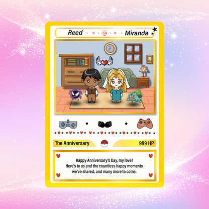 Hand-Drawn Characters Custom Pokemon Card, Personalized Pokemon Card for Couples, Perfect Gift for Him & Her - CPC-153.A