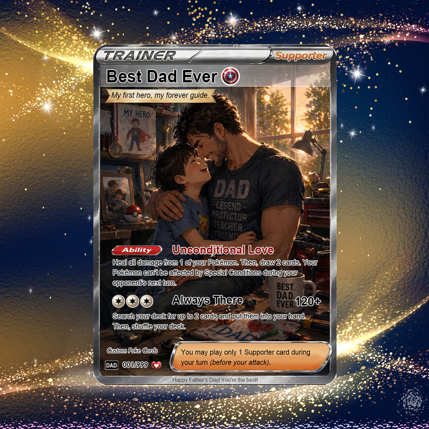 Happy Father's Day Custom Pokemon Card - Anime-Inspired Personalized Pokemon Card for Dad - Perfect Gift for Dad - CPC-106