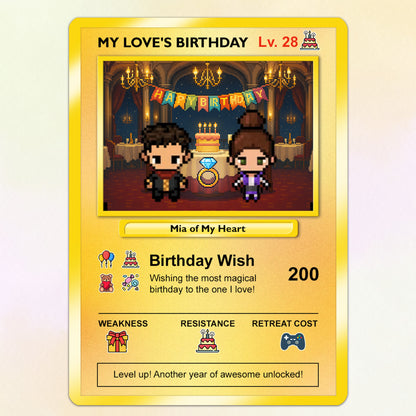 Birthday Custom Pokémon Card for Couples, Pixel Characters & Photo Upload Personalized Pokemon Card, Customizable Pokemon Cards for Birthday - CPC-14