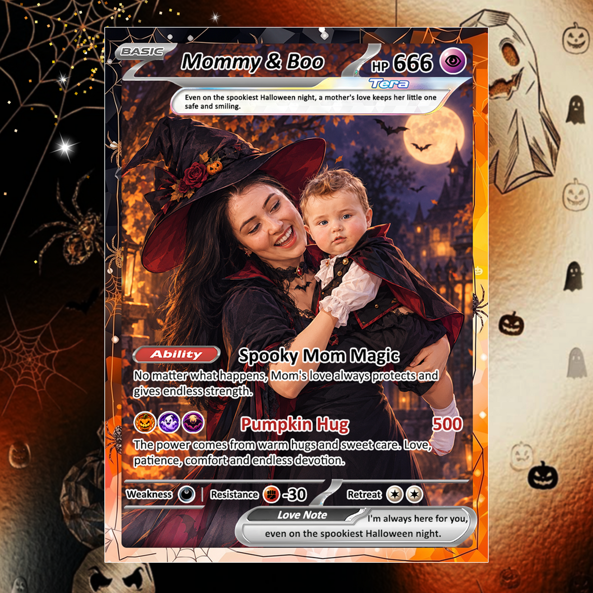 Custom Pokémon Card for Girlfriend & Wife, Halloween Anime Transformation Metal Card, Personalized Romantic Gift for Her, Custom Halloween Gift from Husband & Boyfriend - CPC-hlw-07