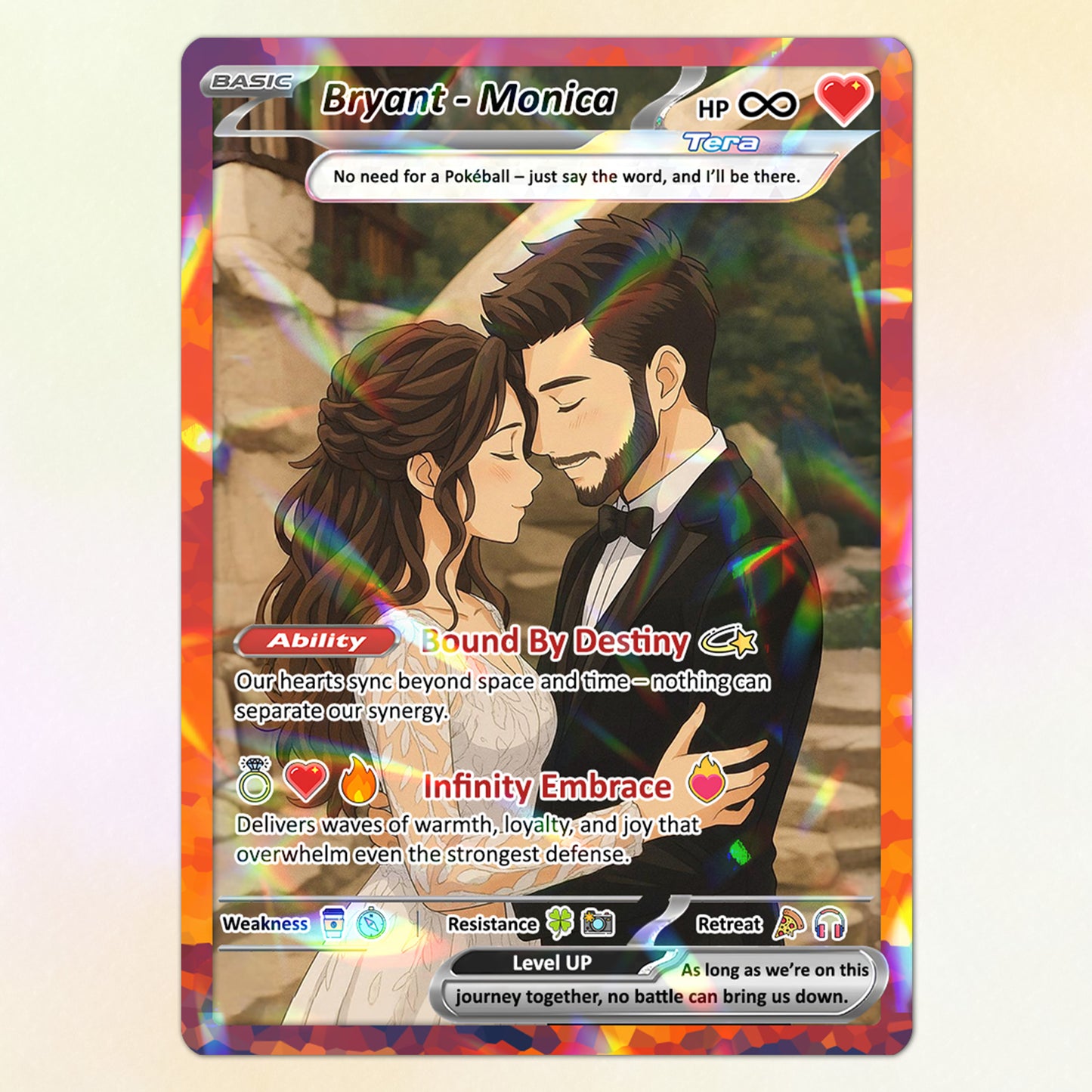 Custom Poke Card for Couple - Anime-Inspired Ghibli Aesthetic Pocket Monster Gift - Holographic Effect Available - CPC-20