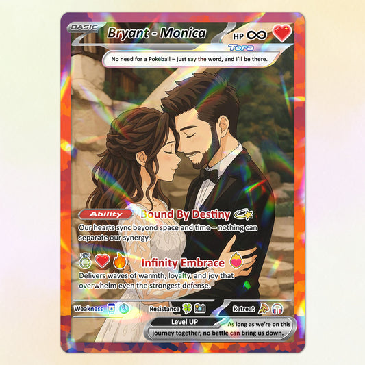 Custom Poke Card for Couple - Anime-Inspired Ghibli Aesthetic Pocket Monster Gift - Holographic Effect Available - CPC-20