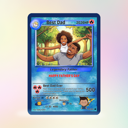 Happy Father's Day Custom Pokémon Card - Anime Styles Personalized Pokémon Card for Dad - Perfect Classic Pokémon Card from Wife & Kids - CPC-110