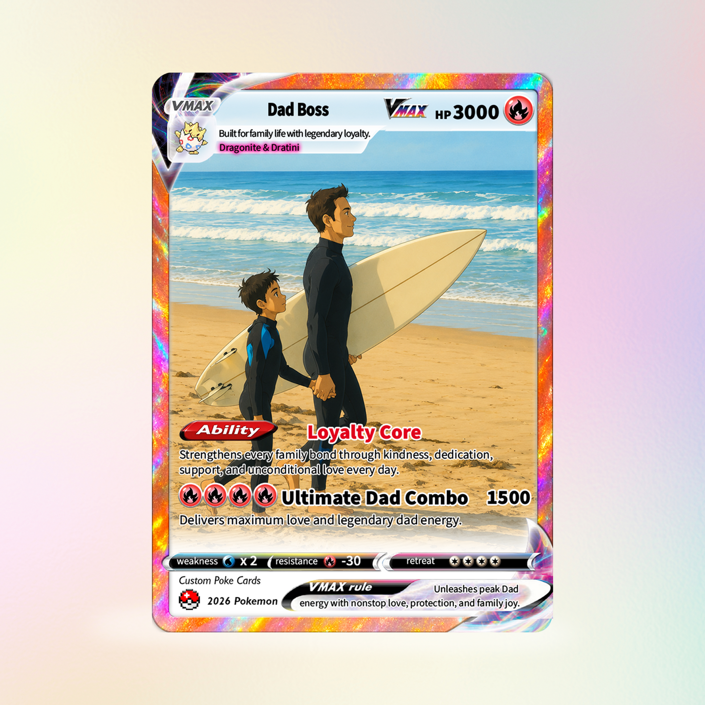 Perfect Gift from Wife & Kids - Happy Father's Day Custom Pokémon Card - Comic Anime Style Personalized Pokémon Card for Dad - Perfect Gift from Wife & Kids - CPC-125