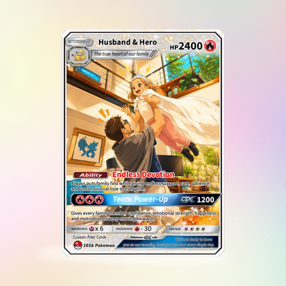 2026 Father's Day Custom Pokémon Card - Comic Anime Style Personalized Pokémon Card for Dad - Perfect Gift from Wife & Kids - CPC-118