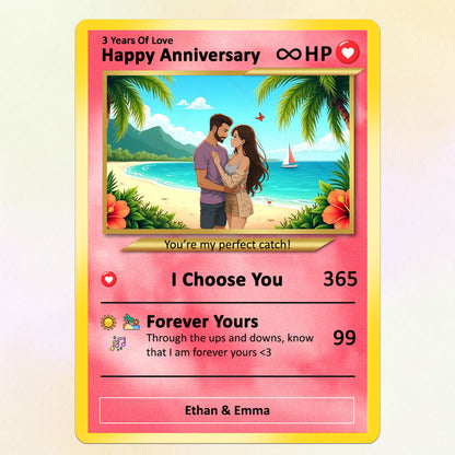 Personalized Anime-Inspired Pokemon Card - Custom Pokemon Card for Couple - Holographic Effect Available - CPC-25