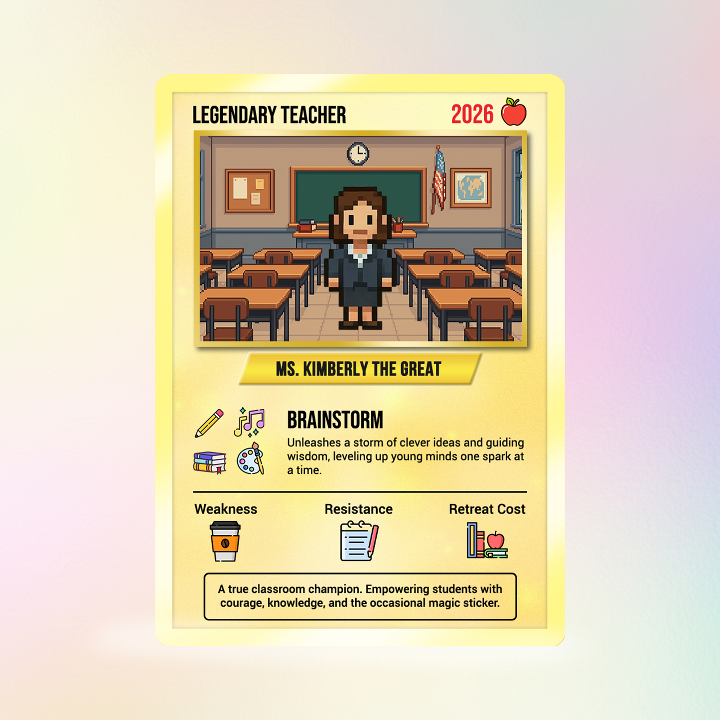 Teacher Appreciation Custom Pokémon Cards with Art Characters, Thank You Teacher Gift from Parents & Students, Personalized Pokémon Cards by Art Characters - CPC-66.B