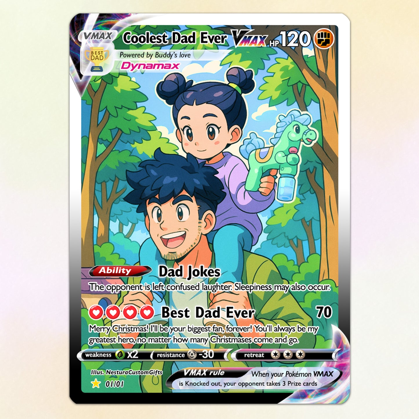 Coolest Dad Ever Pokemon Card, Custom Pokemon Card - Anime-Inspired Personalized Pokemon Card for Dad - Perfect Gift for Dad - CPC-55