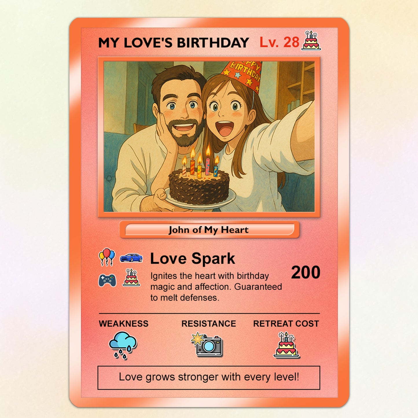 Customizable Pokemon Cards for Birthday, Anime Transformation Personalized Pokemon Card, Birthday Custom Pokemon Card for Couples - CPC-45