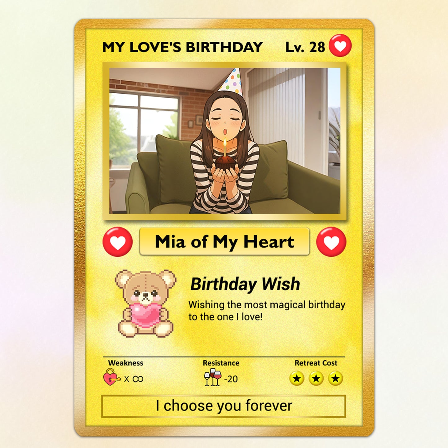 Anime Transformation Personalized Pokemon Card, Birthday Custom Pokemon Card for Couples, Customizable Pokemon Cards for Birthday - CPC-44