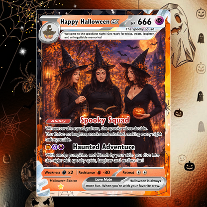 Custom Pokémon Card for Best Friends, Halloween Anime Transformation Metal Card, Personalized Group Gift, Custom Halloween Gift for Friends, Pokémon Party Gift - CPC-hlw-10